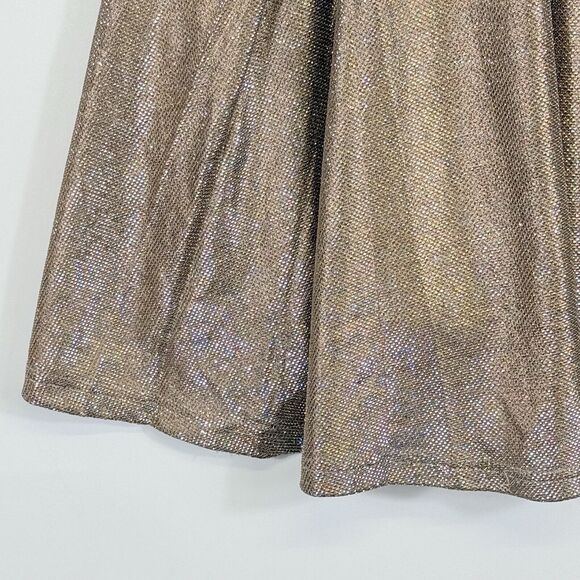 Lulus Keeps Getting Better Gold Sparkle Strappy Skater Mini Dress Women's Small - Picture 4 of 9